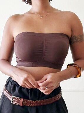 brown strapless bandeau bra